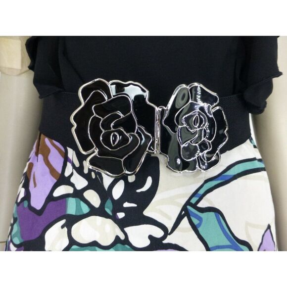 Laundry by Shelli Segal Ruffle and Belted Floral Dress (Stain at Skirt, No Rtns) - Picture 10 of 16